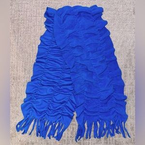 Gap Blue 52” Fleece Fringe Elastic Scarf